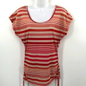 Self Esteem Short Sleeved Criss Cross Cut out Back Fitted T-shirt Size S w/Ties
